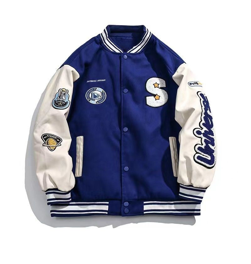 Letter Patched Vintage Varsity Jacket - S-Uni – SNK